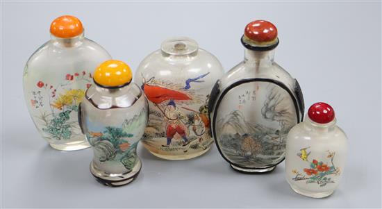 A collection of five Chinese scent bottles